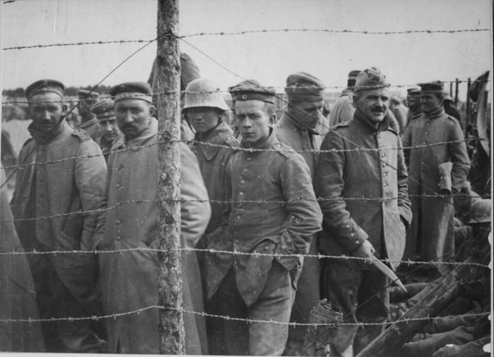 German Prisoners of War in A French Prison Camp. 
French Pictorial Service., 1917 – 1919, U.S. National Archives’ Local Identifier:165-WW-461D(3) From: American Unofficial Collection of World War I Photographs, compiled 1917 - 1918 (Record Group 165) arcweb.archives.gov/arc/action/ExternalIdSearch?id=533724